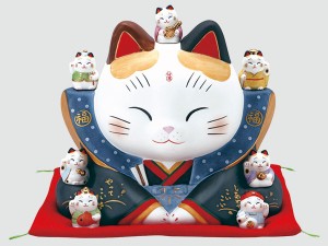 彩絵七福神福助招き猫（大）