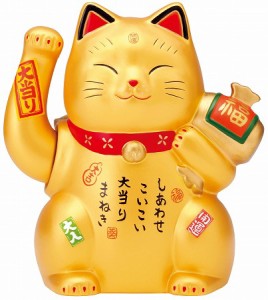 彩耀大当り招き猫（金）(電動手招き宝くじ入れ)