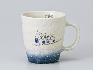 マグカップ おしゃれ/ 吹ふくろうマグ 青 /業務用 家庭用 コーヒー カフェ ギフト プレゼント 贈り物