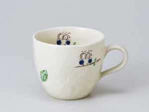 マグカップ おしゃれ/ 幸せふくろう丸コーヒー碗 青 /業務用 家庭用 コーヒー カフェ ギフト プレゼント 贈り物
