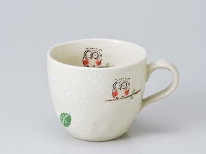 マグカップ おしゃれ/ 幸せふくろう丸コーヒー碗 赤 /業務用 家庭用 コーヒー カフェ ギフト プレゼント 贈り物