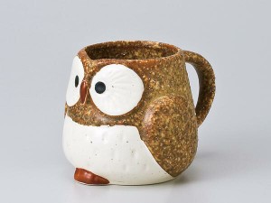 マグカップ おしゃれ/ ふくろうマグ（茶） /業務用 家庭用 コーヒー カフェ ギフト プレゼント 贈り物