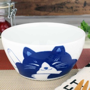 食器 軽量 薄手 中鉢 13cm/ ねこちぐら中鉢(切立) ハチワレ /軽い食器 うすかる 猫 ネコ 可愛い 家庭用 和み 癒やし 贈り物 プレゼント 