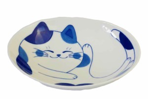 和食器 楕円皿 深皿 19.5cm/ ねこちぐらミケ 6.0楕円深皿 /猫 ネコ 可愛い 家庭用 和み 癒やし