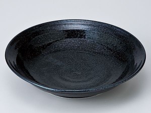 和食器 大皿 麺皿/ 黒結晶7.0深皿 /メインディッシュ 和風パスタ 冷やしうどん 冷やし中華 冷やしそば 業務用 家庭用 家族分購入推奨 Noo