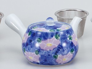 土瓶 どびん 急須 業務用 家庭用/ 紫花中急須（アミ付） /お茶 日本茶 緑茶 ほうじ茶 玄米茶 業務用 公民館