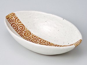 和食器 中鉢/ 白帯渦舟型小鉢 /陶器 業務用 家庭用 Medium Sized Bowl