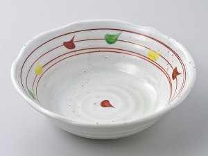 和食器 中鉢/ 粉引赤絵千鳥5.5鉢 /陶器 業務用 家庭用 Medium Sized Bowl