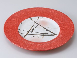 和食器 前菜皿/ 赤釉錆絵リム8.5皿 /オードブル アペタイザー アンティパスト 業務用