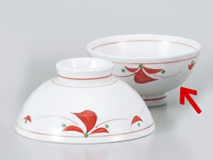 ご飯茶碗 おしゃれ/ 花紋（赤）丸茶碗 /飯碗 ライスボール Rice Bowl