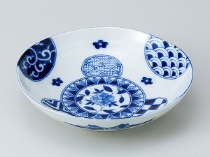 和食器 中鉢/ 藍丸紋六兵5.5浅鉢 /陶器 業務用 家庭用 Medium Sized Bowl