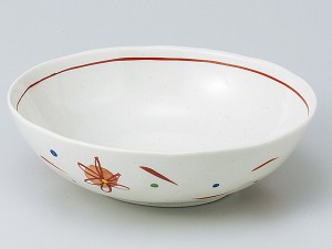 和食器 中鉢/ 手描き色絵草花だ円鉢 大 /陶器 業務用 家庭用 Medium Sized Bowl