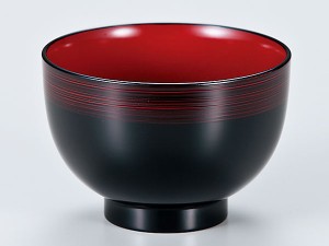 越前漆器/ なでしこ汁椀 黒内朱 タメハケメ /和食器