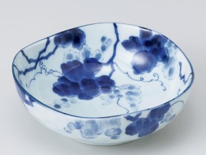 和食器 中鉢/  藍染ぶどう 4.5深鉢 /陶器 業務用 家庭用 Medium Sized Bowl