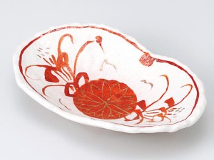 和食器 中鉢/  志野釉赤花双葉小鉢 /陶器 業務用 家庭用 Medium Sized Bowl