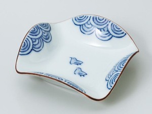 和食器 小付 珍味 小鉢/ 波千鳥四方波小皿 /陶器 業務用 家庭用 Small Appetizer Bowl