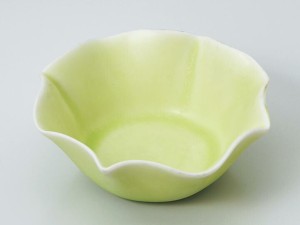 和食器 小付 珍味 小鉢/ 花笑み 黄緑10cmボール /陶器 業務用 家庭用 Small Appetizer Bowl