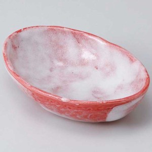 和食器 小鉢 小付/ 赤彩楕円中鉢 /珍味鉢 陶器 業務用 家庭用 Small sized Bowl