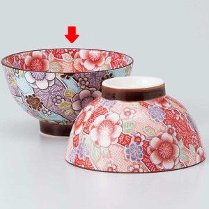 茶碗 カラフル 花柄/ 紅染茶碗（外青） /業務用 家庭用 Rice bowl