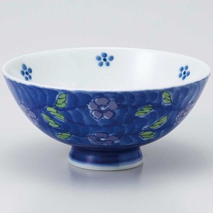 茶碗 毛料/ ダミつなぎ花青 茶碗（特大） /業務用 家庭用 Rice bowl