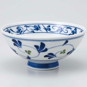 茶碗 毛料/ 内外栄唐草青 茶碗（特大） /業務用 家庭用 Rice bowl