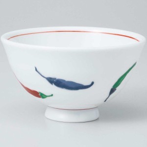 茶碗/ 白磁唐辛子絵軽量茶碗 /業務用 家庭用 Rice bowl