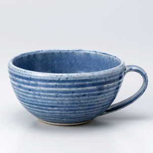 スープカップ 陶器 優しい 藍色 大きめ/ 藍釉スープ碗 /スープカップ 贈り物 プレゼント