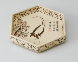 和食器 前菜皿/ 乾山鶴絵六角皿 /オードブル アペタイザー アンティパスト 業務用