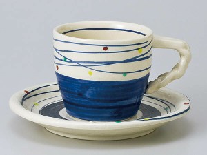 コーヒーカップ ソーサー/ 点彩渦コーヒーカップ＆ソーサー（紺） /碗皿 業務用 ホテル レストラン おしゃれ