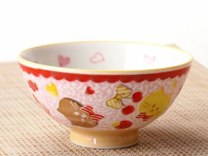 茶碗 かわいい 子供用/ 子ども用 撥水ウィンク★ねこ茶碗 孫平 /ちゃわん 小さめ 陶器