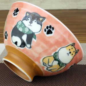 茶碗 柴犬 犬好き 飯椀 飯器/ ふろしき豆柴中平茶碗（赤） /陶器 しばいぬ しばけん 日本犬 贈り物 プレゼント 自分用