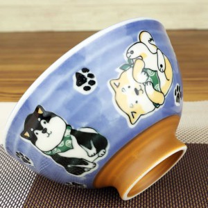 茶碗 柴犬 犬好き 飯椀 飯器/ ふろしき豆柴中平茶碗（水色） /陶器 しばいぬ しばけん 日本犬 贈り物 プレゼント 自分用