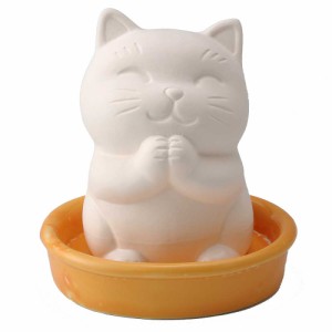 陶器 置物/ 加湿器　お願い猫 /インテリア ねこ