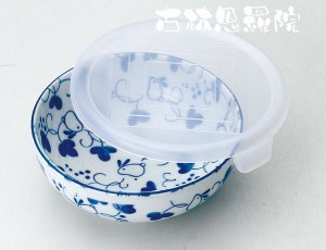 レンジパック 食器 蓋付き フタ付き 中 鉢 ボウル/ ノンラップ中鉢 ぶどう＆うさぎ /保存 鉢 うつわ 漬物 作り置き 常備菜 日本製 和食器