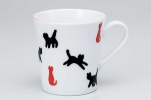 マグカップ おしゃれ/ ネコの散歩赤マグ /業務用 家庭用 コーヒー カフェ ギフト プレゼント 贈り物