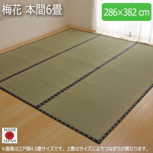 梅花 本間6畳 286×382cm　(ラグマット ラグ カーペット 角型 畳 和 和室 グリーン 緑 国産 い草 高級感 和モダン 日本製 九州 おしゃれ 