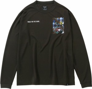 スポルディング バスケットボール ロングスリーブTシャツ バタフライ プレイド 23FW ブラック Tシャツ(smt23107-1000)