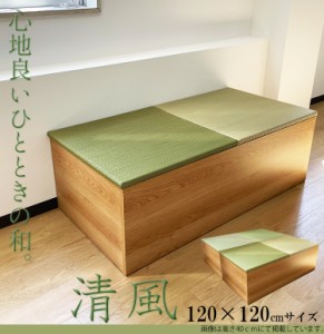 畳収納 畳 ユニット 完成品 収納 完成品 緑茶＋い草 6色（120×120　高さ30ｃｍNA） 日本製 清風 収納付き 【 小上がり 畳 高床式ユニッ