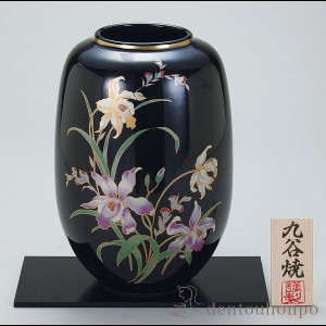 九谷焼 花瓶 天目カトレア 8号 花台付 ( 名入れ有料 父の日 プレゼント ガラス フラワーベース 花器 一輪挿し おすすめ 九谷焼 )