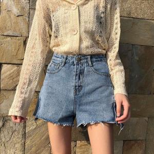 ショートパンツ デニムパンツ カットオフ 細見え効果 レディース