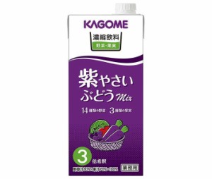 カゴメ 濃縮飲料 紫やさい・ぶどうミックス(3倍希釈) 1L紙パック×6本入×(2ケース)｜ 送料無料