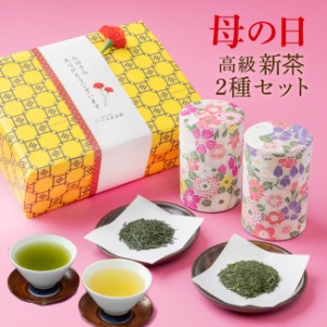 母の日 ギフト 父の日 お茶 新茶 高級煎茶２種セット [ギフト箱入り] 八十八夜摘み新茶と掛川茶を茶缶とセットで贈ります プレゼント 結