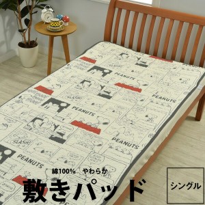 敷パッド シングル 西川 スヌーピー シングル 100×200cm PN3601BD 23ss SNOOPY チャーリーブラウン 一年中 製品洗い加工 ゴム付き アイ