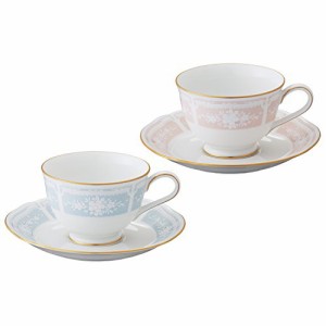 Noritake ノリタケ カップ & ソーサー ( 色変り ペアセット ) ( コーヒー ティー 兼用) 220cc レースウッドゴールド 2客 ブ