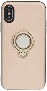 iPhone X ケース リング&メタルプレート付きTPUケース [強化ガラス&タッチペン付き] ピンクゴールド 33590-04