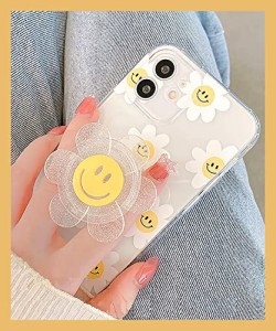 iPhoneケース スマイリー にこちゃん 花 クリア 透明 キャラクター 韓国 ソフトケース カバー 携帯ケース 携帯カバー スマホ かわいい 女