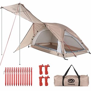 GOGlamping テント 1人用 2人用 ツーリングドーム 【アルミポール付属+独創な展望窓設計】ソロテント 軽量 コンパクト 二重層 前室 キャ