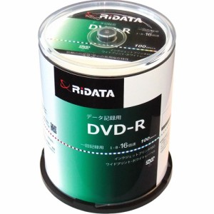 RiDATA DR47GB.PW100RDC 一回記録用DVD-R ワイドプリントレーベルディスク 1〜16倍速 4.7GB 100枚スピンドルケース