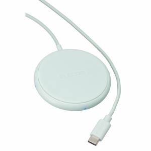 エレコム W-QA25GN ケーブル一体型 Qi規格対応ワイヤレス充電器(5W・卓上・1m) グリーン