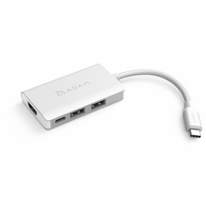 ADAM elements AAPADHUBA01MSL USB Type-C用 2ポートハブ／PD／HDMI変換アダプター ADAM elements CASA Hub A01M  Silver